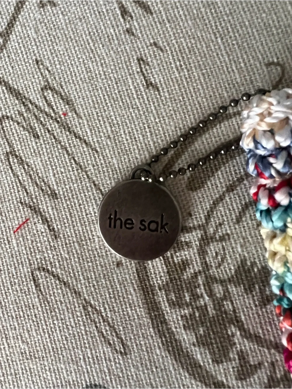 *Hard to Find* The Sak Multicolor Crochet Wristlet - Cream, Teal & Red